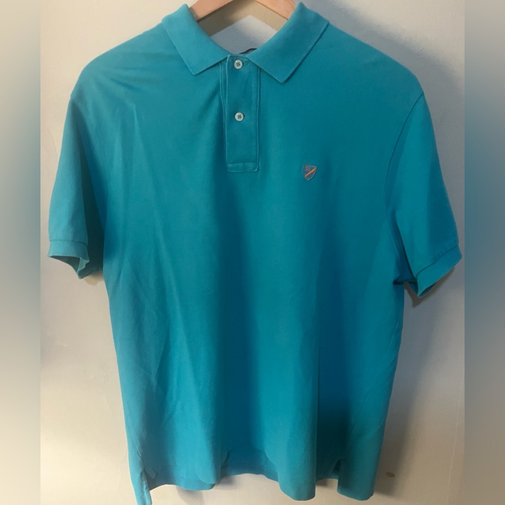 Daniel Cremieux Men's Turquoise Polo Shirt with Orange Logo, Men’s Size L